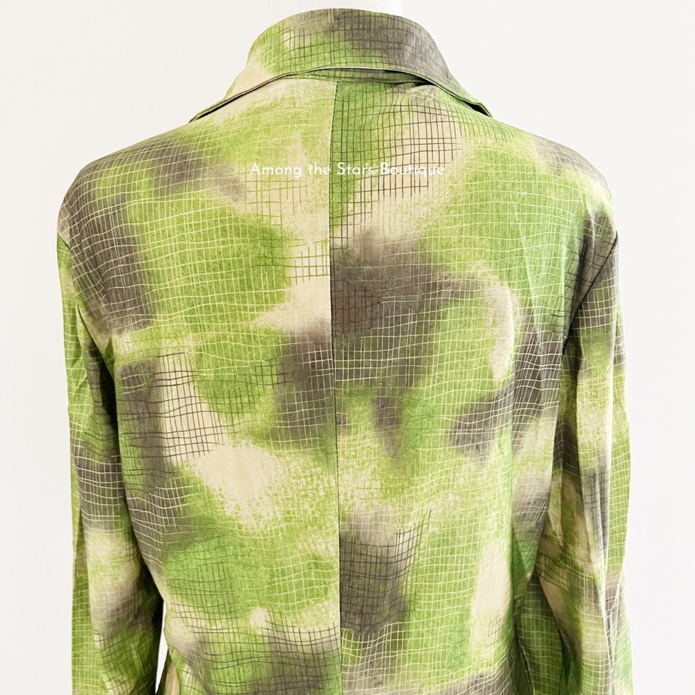 Very Rare 90s Vintage Green Abstract Print Button-Up Blouse ASO Cordelia in BTVS - Picture 14 of 14